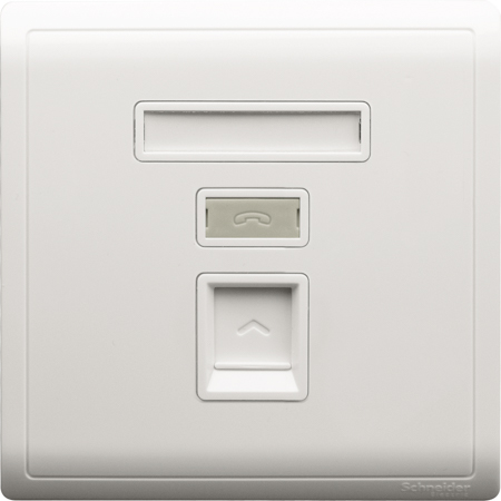 Schneider,  Pieno - 1 gang telephone socket - keystone on shuttered wallplate