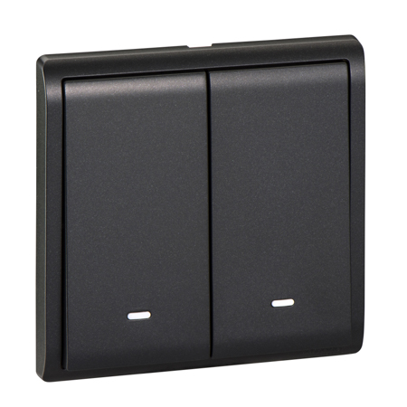 Schneider, Pieno - 16A 250V - 2 gang 1 way switch with fluorescent locator (MB)