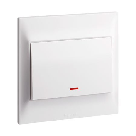 Belanko S 1 gang double pole switch + neon - 20A - White | 617670 | 3414971685451 | LEGRAND