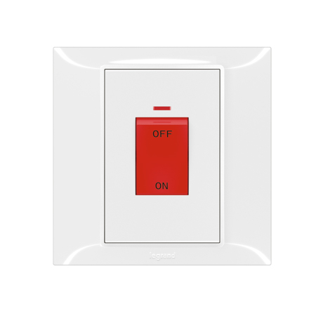 Belanko S 1 gang double pole switch + neon - 45A - White | 617676 | 3414971685635 | LEGRAND