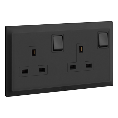 Belanko S 2 gang BS double pole switched socket sameboard - 13A - Anthracyte | 617748 | 3414971687400 | LEGRAND