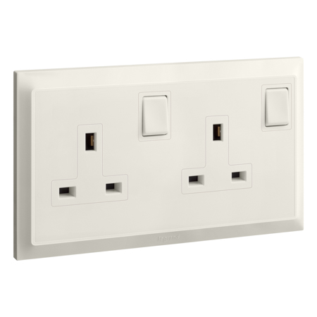 Belanko S 2 gang BS double pole switched socket sameboard - 13A - Ivory | 617848 | 3414971689848 | LEGRAND