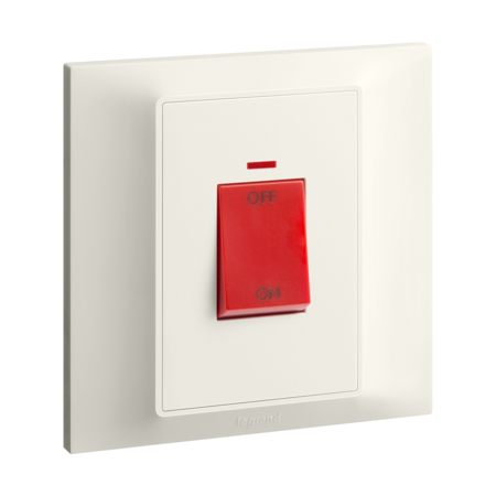 Belanko S 1 gang double pole switch + neon - 45A - Ivory | 617876 | 3414971690479 | LEGRAND