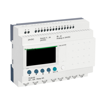 Schneider, compact smart relay Zelio Logic - 20 I O - 24 V DC - no clock - display