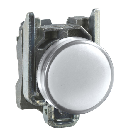 Schneider, Pilot light, metal, white, Ø22, plain lens with integral LED, 24 V AC/DC