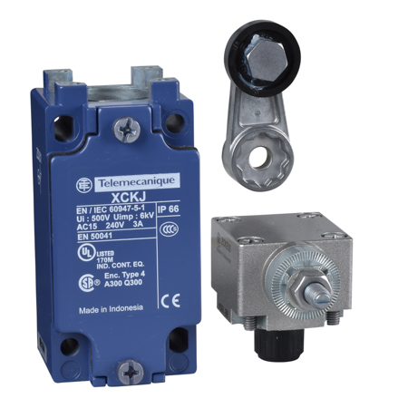 Schneider, limit switch XCKJ - thermoplastic roller lever - 1NC+1NO - snap action - Pg13