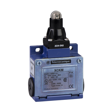 Schneider, limit switch XCKM - steel roller plunger - 1NC+1NO - snap action - Pg11