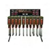 DISPLYA OF 60 FIRMER CHISELS WITH ORANGE-BLACK PLASTIC HANDLE - EGA Master