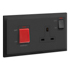 Belanko S 2 gang double pole switch - 45A + BS switched socket outlet neon with cooker marking - 13A - Anthracyte | 617778 | 3414971688131 | LEGRAND