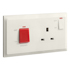 Belanko S 2 gang double pole switch - 45A + BS switched socket outlet neon with cooker marking - 13A - Ivory | 617878 | 3414971971271 | LEGRAND