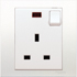 Schneider,  13A 250V 1 Gang Switched Socket with Neon
